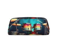 YQxwJL Cool Drums Set - Estuche para lápices de gran capacidad, estuche para lápices con cremallera, bolsa de cuero duradero para oficina, viajes