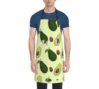 YQxwJL Delantal con estampado de aguacate y frutas con bolsillos para hombres y mujeres, delantal ajustable adecuado para chefs camareros horneados