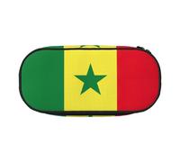 YQxwJL Estuche de gran capacidad con estampado de la bandera de Senegal, color negro, bolsa organizadora para lápices y oficina
