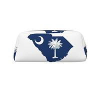 YQxwJL Estuche de lápices de gran capacidad con cremallera de cuero duradero, diseño de la bandera de Carolina del Sur para viajes de oficina