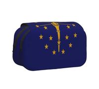YQxwJL Estuche organizador con estampado de bandera del estado de Indiana, gran capacidad, portátil, con cremallera, para oficina y hogar