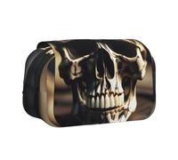 YQxwJL Estuche organizador con estampado de huesos de esqueleto de calavera y roca, gran capacidad, portátil, con cremallera, para oficina y hogar