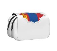 YQxwJL Estuche organizador con estampado de mapa de la bandera de Mongolia, gran capacidad, portátil, con cremallera, para oficina y hogar