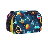 YQxwJL Estuche organizador de lápices con estampado abstracto de ciencia química, gran capacidad, portátil, con cremallera, para oficina y hogar, Negro, One Size, Morden