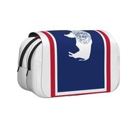 YQxwJL Estuche organizador de lápices con estampado de bandera del estado de Wyoming, gran capacidad, portátil, con cremallera, para oficina y hogar