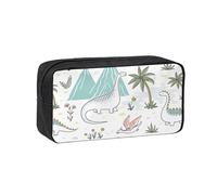 YQxwJL Estuche organizador de lápices con estampado de dinosaurios y caminatas de gran capacidad, resistente al desgaste, bolsa organizadora para maquillaje de oficina