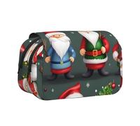YQxwJL Estuche organizador de lápices con estampado de gnomos divertidos de Navidad, gran capacidad, portátil, con cremallera, para oficina y hogar, Negro, One Size, Morden