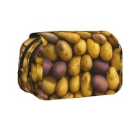 YQxwJL Estuche organizador de lápices con estampado de patatas, gran capacidad, portátil, con cremallera, para oficina y hogar
