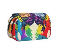 YQxwJL Estuche organizador para lápices con impresión de ventaja de cerebro izquierdo y derecho, gran capacidad, portátil, con cremallera, para oficina y hogar, Negro, One Size, Morden