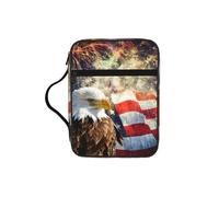 YQxwJL Estuche para la Biblia con diseño de bandera americana y águila de fuego con ranuras para bolígrafos, impermeable, bolsa de cosméticos duradera para teléfono