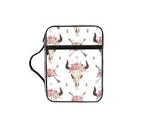 YQxwJL Estuche para la Biblia con estampado de calavera de toro tribal sobre blanco, con ranuras para bolígrafos, impermeable, bolsa de cosméticos duradera para teléfono