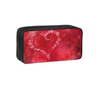 YQxwJL Estuche para lápices con estampado de flores y corazones para el día de San Valentín, gran capacidad, resistente al desgaste, bolsa organizadora para maquillaje de oficina