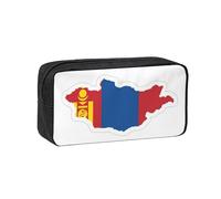 YQxwJL Estuche para lápices con impresión de mapa de la bandera de Mongolia de gran capacidad, resistente al desgaste, bolsa organizadora para maquillaje de oficina