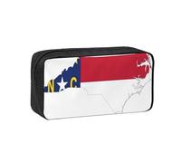YQxwJL Estuche para lápices con impresión de mapa de la bandera del estado de Carolina del Norte, gran capacidad, resistente al desgaste, bolsa organizadora para maquillaje de oficina