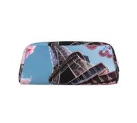 YQxwJL Estuche para lápices de gran capacidad con diseño de la Torre Eiffel de París, estuche para lápices con cremallera, bolsa de cuero duradero para oficina, viajes, Plateado, One Size, Bolsa