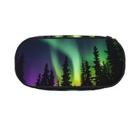 YQxwJL Estuche para lápices de gran capacidad con estampado de auroras boreales oscuras, color negro, bolsa organizadora para lápices, oficina o universidad