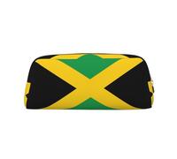 YQxwJL Estuche para lápices de gran capacidad con estampado de bandera de Jamaica, estuche para lápices con cremallera, bolsa de cuero duradero para oficina, viajes, Dorado, One Size, Bolsa