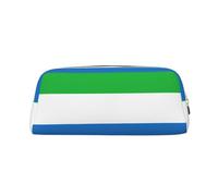 YQxwJL Estuche para lápices de gran capacidad con estampado de bandera de Sierra Leona, estuche para lápices con cremallera, bolsa de cuero duradero para oficina, viajes