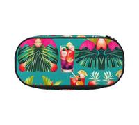 YQxwJL Estuche para lápices de gran capacidad con estampado de cócteles tropicales, color negro, bolsa organizadora para lápices, oficina y universidad