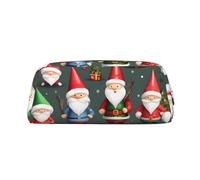 YQxwJL Estuche para lápices de gran capacidad con estampado de gnomos divertidos de Navidad, estuche para lápices con cremallera, bolsa de cuero duradero para oficina, viajes