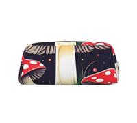 YQxwJL Estuche para lápices de gran capacidad con estampado de hongos mágicos, estuche para lápices con cremallera, bolsa de cuero duradero para oficina, viajes