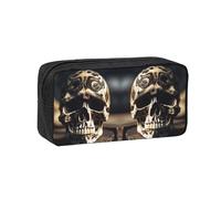 YQxwJL Estuche para lápices de gran capacidad con estampado de huesos de esqueleto de calavera y roca, bolsa para lápices de tela Oxford 600D con cremallera resistente, suministros escolares