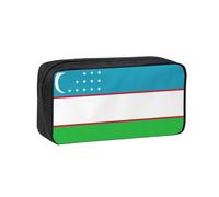 YQxwJL Estuche para lápices de gran capacidad con estampado de la bandera de la República de Uzbekistán, bolsa para lápices de tela Oxford 600D con cremallera resistente, suministros escolares