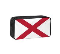 YQxwJL Estuche para lápices de gran capacidad con estampado de la bandera del estado de Alabama, bolsa para lápices de tela Oxford 600D con cremallera resistente, suministros escolares