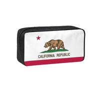 YQxwJL Estuche para lápices de gran capacidad con estampado de la bandera del estado de California, bolsa para lápices de tela Oxford 600D con cremallera resistente, suministros escolares