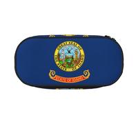 YQxwJL Estuche para lápices de gran capacidad con estampado de la bandera del estado de Idaho, color negro, bolsa organizadora para lápices para oficina o universidad