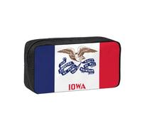 YQxwJL Estuche para lápices de gran capacidad con estampado de la bandera del estado de Iowa, bolsa para lápices de tela Oxford 600D con cremallera resistente, suministros escolares
