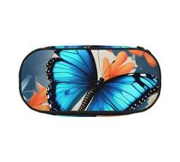 YQxwJL Estuche para lápices de gran capacidad con estampado de mariposas azules, color negro, bolsa organizadora para lápices, oficina o universidad