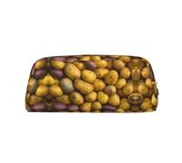 YQxwJL Estuche para lápices de gran capacidad con estampado de muchas patatas, estuche para lápices con cremallera, bolsa de cuero duradero para oficina, viajes, Plateado, One Size, Bolsa