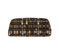 YQxwJL Estuche para lápices de gran capacidad con estampado tribal de barro africano, estuche para lápices con cremallera, bolsa de cuero duradero para oficina, viajes