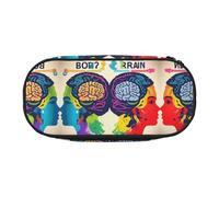 YQxwJL Estuche para lápices de gran capacidad con impresión de cerebro izquierdo y derecho, color negro, bolsa organizadora para lápices para oficina o universidad