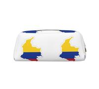 YQxwJL Estuche para lápices de gran capacidad con impresión de mapa de la bandera de Colombia, estuche para lápices con cremallera, bolsa de cuero duradero para oficina, viajes
