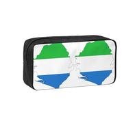 YQxwJL Estuche para lápices de gran capacidad con impresión de mapa de la bandera de Sierra Leona, estuche para lápices de tela Oxford 600D con cremallera resistente, suministros escolares