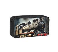 YQxwJL Estuche para lápices de gran capacidad con impresión de tren de locomotora de vapor, bolsa para lápices de tela Oxford 600D con cremallera resistente, suministros escolares