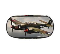 YQxwJL Estuche para lápices de gran capacidad, diseño de avión de la Segunda Guerra Mundial, 2 unidades, escala estándar, 2 unidades, color negro, organizador para oficina o universidad