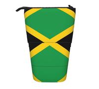 YQxwJL Estuche telescópico con estampado de bandera de Jamaica, estuche para lápices emergente, portalápices de pie, bonito estuche para adultos