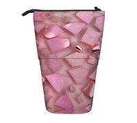 YQxwJL Estuche telescópico con estampado de brillo falso dorado rosa, estuche para lápices emergente, estuche para lápices de pie, bonito estuche para lápices para adultos
