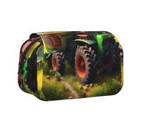 YQxwJL Fantasy Farm - Estuche organizador de lápices con estampado de tractor de granja grande, gran capacidad, portátil, con cremallera, para oficina y hogar, Negro, One Size, Morden