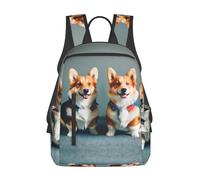 YQxwJL Feliz Navidad lindo muñeco de nieve 1 mochila ligera impresa bolsa de libro de viaje mochila universitaria mochila portátil hombre mujer, Vistiendo ropa lindos perros corgi, One Size