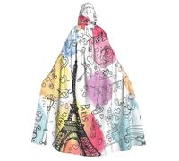 YQxwJL French Paris Tour - Capa larga con capucha para adultos, diseño de la Torre Eiffel, disfraz para fiestas, mujeres y hombres, carnaval
