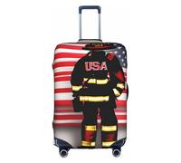 YQxwJL Funda de equipaje de viaje con estampado de bandera de bombero de rayas rojas, protector elástico para maleta de 18 a 32 pulgadas, Blanco, Large