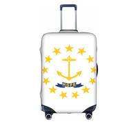 YQxwJL Funda de equipaje de viaje con estampado de bandera del estado de Rhode Island, protector elástico para maleta de 18 a 32 pulgadas, Blanco, X-Large