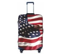 YQxwJL Funda de equipaje de viaje con estampado de bandera estadounidense de bombero, protector elástico para maleta de 18 a 32 pulgadas, Blanco, Small