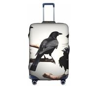 YQxwJL Funda de equipaje de viaje con estampado de cuervo negro con pájaros en una rama, funda elástica para maleta, para maleta de equipaje de 18 a 32 pulgadas, Blanco, pequeño