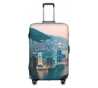 YQxwJL Funda de equipaje de viaje con estampado de Hong Kong, protector elástico para maleta de 18 a 32 pulgadas, Blanco, Large