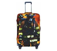 YQxwJL Funda de equipaje de viaje con estampado de llama de bombero, protector elástico para maleta de 18 a 32 pulgadas, Blanco, Small